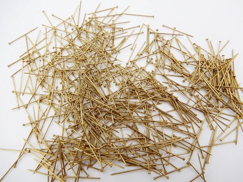 Gold 3/4 inch Sequin Pins, 100 grams, Brass Plated Steel Pins for